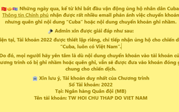 Chuyển khoản ủng hộ Cuba nhưng quên không ghi "Cuba" hoặc viết sai nội dung: Có được ghi nhận?
