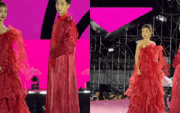 Louis Phạm bị bạn trai Việt kiều giẫm váy, "vồ ếch" trên sân khấu, "đàng trai" thẳng lưng bỏ đi gây tranh cãi