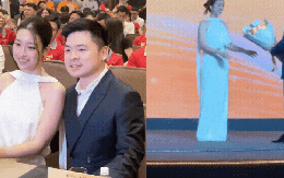 Khoảnh khắc tình bể bình của Đỗ Mỹ Linh và chủ tịch CLB Hà Nội giữa sự kiện, netizen "lụi tim" vì quá ngọt ngào