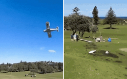 Khoảnh khắc máy bay nhỏ rơi thẳng xuống sân golf trong sự hoảng loạn của tất cả mọi người