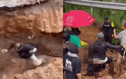 Khoảnh khắc kinh hoàng: Đường sập bất ngờ khiến người đàn ông bị chôn vùi dưới lòng đất ở Thái Lan