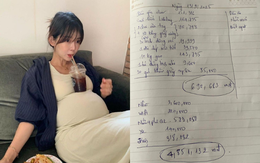 Bảng chi tiêu viết tay của mẹ bầu sắp sinh khiến nhiều người lo lắng