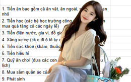 Bảng chi tiêu trị giá 13,3 triệu đồng khiến nhiều người xem xong thấy ngại