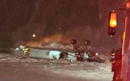 Kinh hoàng: Máy bay tư nhân rơi khi cất cánh giữa bão tuyết đóng băng tại Mỹ