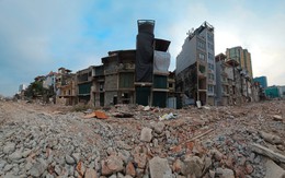 Thi công xuyên Tết, cắt gọt nhà mặt phố Đê La Thành để mở rộng đường Vành đai 1