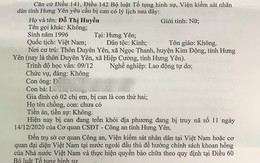 Truy tố, yêu cầu Đỗ Thị Huyền SN 1996 đến công an đầu thú