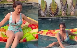 Nữ NSƯT 50 tuổi diện bikini, thỏa sức bơi lội tại biệt thự 600m2 của Lê Giang