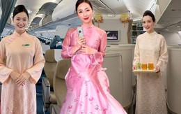 "Rừng hoa xuân" trên độ cao 10.000 mét của Vietnam Airlines: Khi tiếp viên được tự do diện áo dài rực rỡ