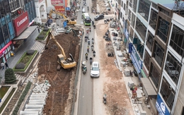 Đường gần 1km ở Hà Nội thi công ì ạch, hộ kinh doanh lo mất Tết