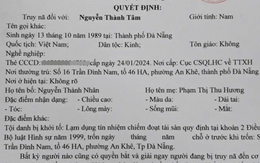Quyết định truy nã Nguyễn Thành Tâm SN 1989