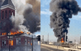 Sự cố cháy nổ dồn dập tại Mỹ: Nhà máy lọc dầu phát nổ, khói đen đặc bao trùm; tòa án 130 năm tuổi bốc cháy
