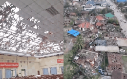 Mưa đá dội xuống Viêng Chăn: Hàng nghìn mái nhà bị "xé toạc", trường học, chùa chiền cũng bị phá hủy, người dân bàng hoàng trong cảnh đổ nát