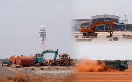 Cận cảnh sân bay Long Thành ngổn ngang, công nhân thưa thớt