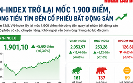 VN-Index trở lại mốc 1.900 điểm, dòng tiền tìm đến cổ phiếu bất động sản