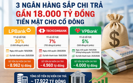 Cổ đông ba ngân hàng sắp nhận gần 18.000 tỷ đồng cổ tức tiền mặt: LPBank chi số tiền bằng VPBank và Techcombank cộng lại