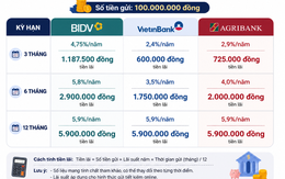 Tháng 5 cầm 100 triệu đồng đi gửi tiết kiệm tại BIDV, Agribank, VietinBank: Tiền lãi được bao nhiêu?