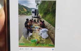 Du khách trải chiếu ngồi ăn uống dưới lòng đường ở thác Bản Giốc, rồi đăng facebook khoe: Đã bị xử lý