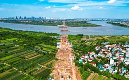 Toàn cảnh công trường cầu dây văng gần 12.000 tỷ đồng nối Hà Nội và Hưng Yên