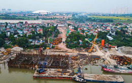 Tăng tốc thi công siêu cầu Tứ Liên gần 20.000 tỷ, hoàn thành hàng trăm cọc móng sau hơn 1 năm khởi công