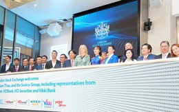 Tiến sĩ Nguyễn Thị Phương Thảo bấm nút khai phiên Sàn giao dịch Chứng khoán Luân Đôn (LSE)