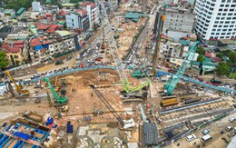 Cận cảnh đại công trường thi công nhà ga metro số 5 giữa trung tâm Hà Nội