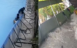 Cảnh 'khối nghỉ hè' phá sập hồ bơi, cuốn trôi đồ đạc khiến dân mạng ngẩn ngơ