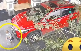 Clip khiến các bậc cha mẹ thót tim: Bé trai bò dưới gầm ô tô khi người lớn chuẩn bị khởi động máy