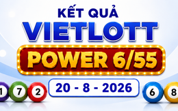 Vietlott 20/8 - Kết quả xổ số Vietlott Power 6/55 hôm nay 20/8/2026
