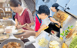Mẹ đảm ở Hà Nội dạy con trai vào bếp nấu ăn suốt 1 tháng hè: Nhìn mâm cơm bé làm, các mẹ thi nhau vào nhận "con rể"