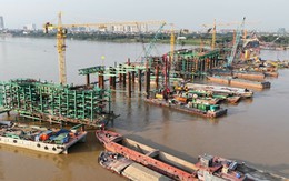Cây cầu gần 8.000 tỷ đồng bắc qua sông Hồng, có vòm thép uốn lượn qua 6 nhịp, hiện có tiến độ ra sao sau hơn 8 tháng thi công?