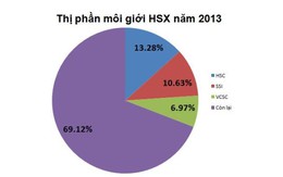 SSI, HSC và VCSC "nuốt trọn" 30% thị phần môi giới HSX năm 2013