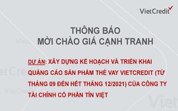 VietCredit thông báo mời chào giá cạnh tranh