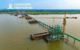 Ngắm cầu gần 10.000 tỷ xây nhanh bậc nhất Hà Nội, dự kiến hoàn thành trong chưa đầy 2 năm, kết nối đại đô thị của Vinhomes và Sun Group