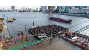 Chưa từng có: 650 tấn thép, hơn 7.450 m3 bê tông được đưa xuống lòng sông sâu 8m để làm một hạng mục lớn nhất Việt Nam