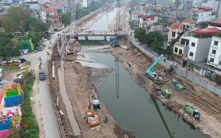 Hình ảnh đại công trường dự án chống ngập khẩn cấp ở Hà Nội