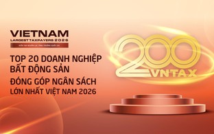 Công bố Top 20 công ty bất động sản nộp ngân sách lớn nhất Việt Nam 2026: Tổng nộp 230.000 tỷ đồng, đóng góp gần 9% thu ngân sách của cả nước
