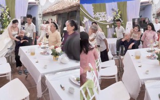 Cụ bà che mặt khóc như mưa khi cháu gái lấy chồng, dân mạng muốn khóc theo