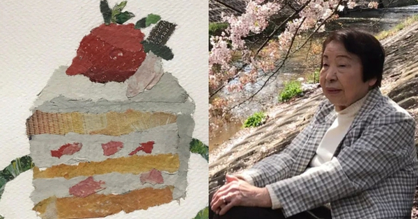 近100歲的日本老太太熱衷於創作撕貼畫，在全國開畫展