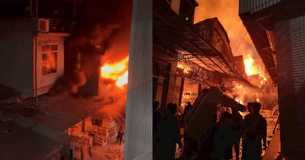 Hà Nội: Cháy ngùn ngụt bao trùm hàng loạt cửa hàng và xưởng đồ gỗ khiến nhiều người hoảng loạn