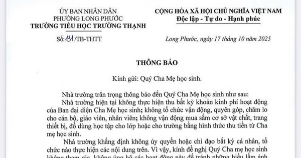 Trường học ở TP HCM ra thông báo "lạ" của sau khi phụ huynh vận động thu sai quy định