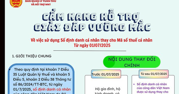 Hỗ trợ sử dụng SỐ ĐỊNH DANH cá nhân thay MÃ SỐ THUẾ