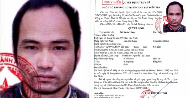 Quyết định truy nã Bùi Xuân Giang