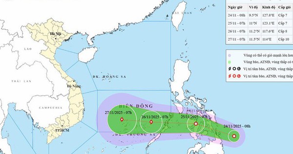 Áp thấp nhiệt đới có thể mạnh thành bão khi vào Biển Đông, hướng về Nam Trung Bộ