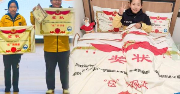 Giải thưởng bá đạo: Trường học tặng chăn ga gối đệm cá nhân hóa cho top học sinh, phụ huynh xin dùng ngay không cần giặt!