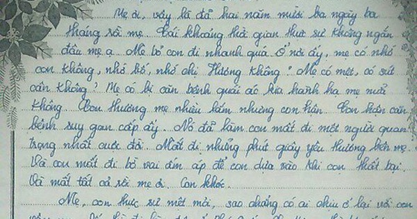 Bức thư nữ sinh gửi mẹ khiến ngàn người rơi nước mắt: 