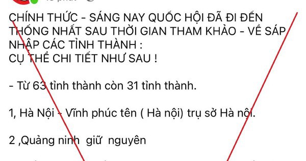 Bị phạt vì đăng tin "sáp nhập còn 31 tỉnh thành"