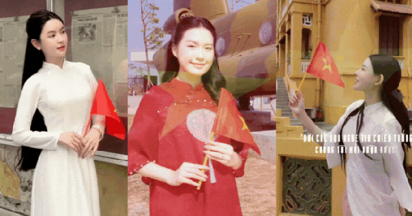 Dàn WAGs xinh đẹp diện áo dài, cầm cờ Việt Nam yêu nước: Doãn Hải My hay Chu Thanh Huyền ấn tượng hơn?