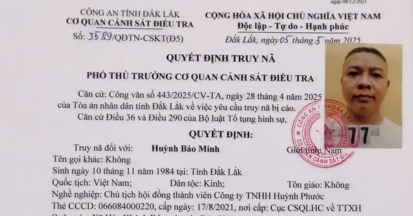 Truy nã cựu Chủ tịch HĐTV Công ty TNHH Huỳnh Phước vì tham ô tài sản và rửa tiền