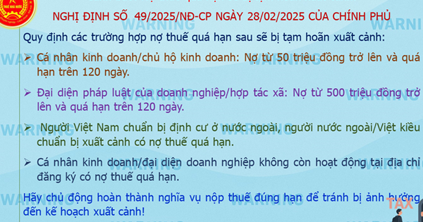 Cơ quan thuế cảnh báo nguy cơ tạm hoãn xuất cảnh do nợ thuế