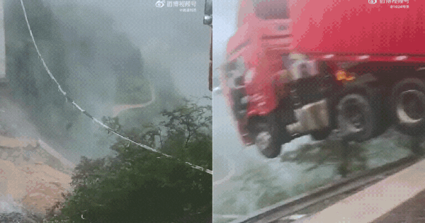 Cầu trên đường cao tốc đột ngột đổ sập, xe tải mắc kẹt lơ lửng giữa không trung